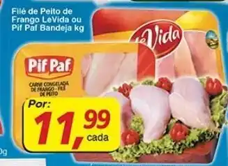 Supermercados Guanabara File de peito de Frango LeVida ou Pif Paf Bandeja 1kg oferta