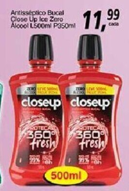 Supermercados Guanabara Antisseptico Bucal Close Up Ice Zero Alcool L500ml P350ml oferta