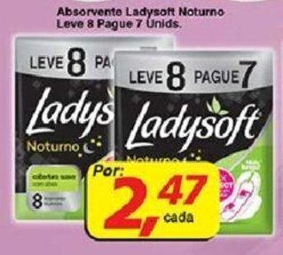 Supermercados Guanabara Absorvente Ladysoft Noturno leve 8 Pague 7 unids. oferta