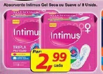 Supermercados Guanabara Absorvente Intimus Gel Seca ou Suave c/ 8 unids. oferta