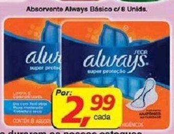Supermercados Guanabara Absorvente Always Basico c/ 8und oferta
