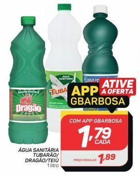 GBarbosa Água sanitária tubarão/ dragão/teiú 1lt oferta