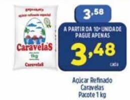 Acucar Refinado Caravelas pacote 1kg