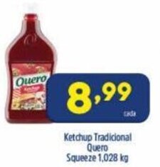 Arena Atacado Ketchup Tradicional Quero Squeeze 1.028kg oferta