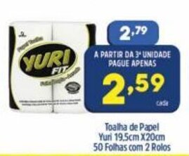 Arena Atacado Toalha de Papel yuri 19.5cm x 20cm 50 folhas com 2 rolos oferta