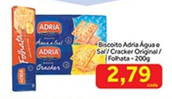 Shibata Supermercados Biscoito Adria Agua e Sal/ Cracker Original/ Folhata 200g oferta