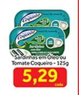 Shibata Supermercados Sardinhas em Oleo ou Tomate Coqueiro 125g oferta