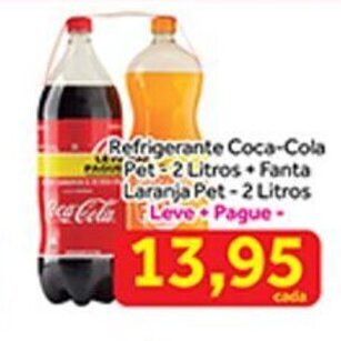 Refrigerante Coca Cola Pet 2L + Fanta Laranja Pet 2L