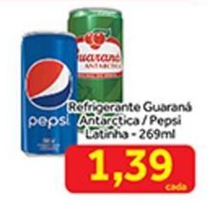 Shibata Supermercados Refrigerante Guarana Antarctica/ Pepsi Latinha 269ml oferta