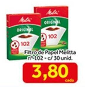 Filtro de papel Melitta n 102 - c/30 unid