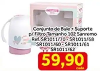 Conjunto Bule Suporte p/ filtro Tamanho 102 Sanremo