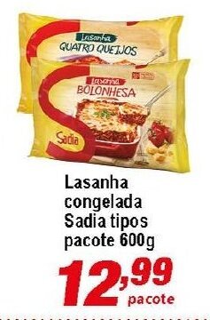 Lasanha Congelada Sadia tipos 600g