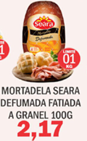 Supermercados Mendonça Mortadela Seara Defumada Fatiada a granel 100g oferta