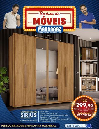 Marabraz Guarda roupa sirius com espelhos oferta