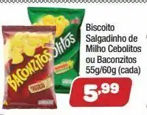 Biscoitos salgadinho de milho baconzitos 55g/60g