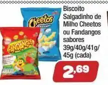 Costazul Supermercados Biscoito salgadinho de milho cheetos ou fandangos 39g/40g/41g/45g oferta
