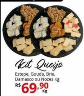 Kit Queijo Estepe, Gouda, Brie, Damasco ou Nozes 1kg