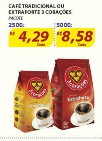 Assaí Atacadista Cafe Tradicional ou Extraforte 3 Coracoes 250g oferta
