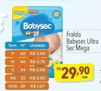 Supermercados Condor Fralda Babysec Ultra Sec Mega oferta