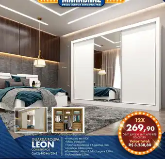 Marabraz Guarda roupa leon com espelhos oferta