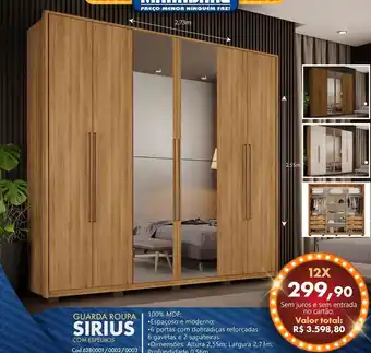 Marabraz Guarda roupa sirius com espelhos oferta
