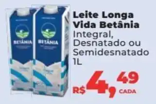 Supermercados Mateus Leite Longa Vida Betania 1L oferta