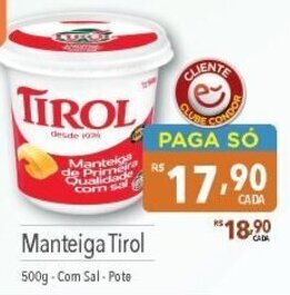 Supermercados Condor Manteiga Tirol 500g oferta