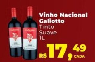 Supermercados Mateus Vinho Nacional Galiotto 1L oferta