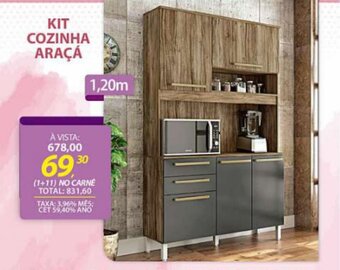 Lojas Cem Kit Cozinha Araca 1.20m oferta