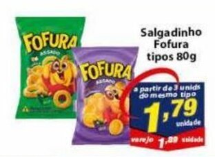 Vencedor Atacadista Salgadinho Fofura tipos 80g oferta