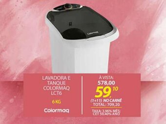 Lojas Cem Lavadora e tanque Colormaq LCT6 oferta