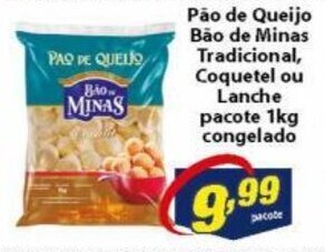 Vencedor Atacadista Pao de Queijo Bao de MInas Tradciional, Coquetel ou lanche pacote 1kg congelado oferta