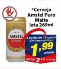 Vencedor Atacadista Cerveja Amstel Puro Malte Lata 269ml oferta