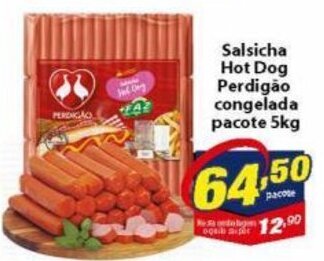 Salsicha Hot Dog Perdigao Congelada pacote 5kg