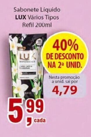 Supermercados Mundial Sabonete liquido Lux varios tipos refil 200ml oferta
