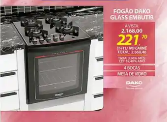 Lojas Cem Fogao Dako Glass Embutir oferta