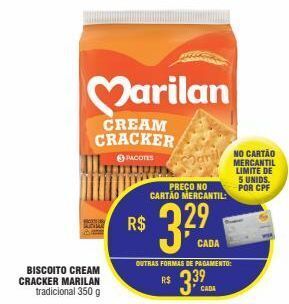 Biscoito cream cracker marilan 350g