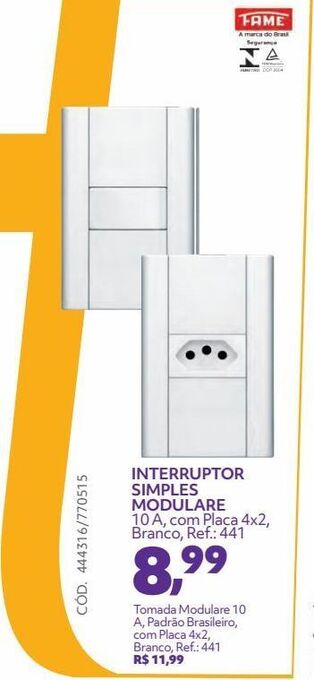 Telhanorte Interruptor simples modulare oferta