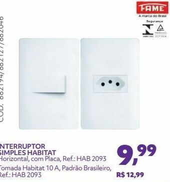 Telhanorte Interruptor simples habitat oferta
