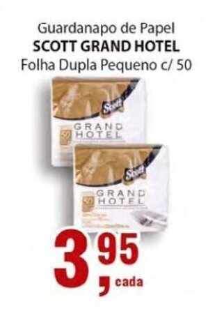 Supermercados Mundial Guardanapo de papel Scott Grand Hotel Folha Dupla Pequeno c/50 oferta