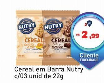 Tonin Superatacado Cereal em barra nutry c/03 unid de 22g oferta