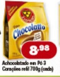 Achocolatado em po 3 coracoes refil 700g