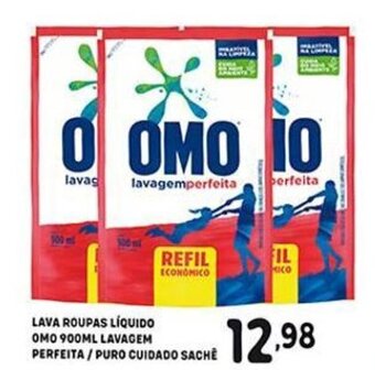 Lava Roupas Liquido Omo 900ml Lavagem perfeita/ puro Cuidado Sache