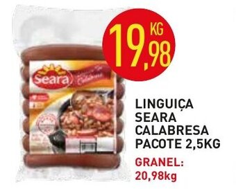 Calvo Atacadista Linguica Seara Calabresa pacote 2.5kg oferta