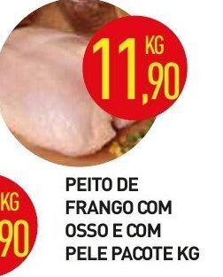 Calvo Atacadista Peito de Frango com osso e com pele pacote 1kg oferta