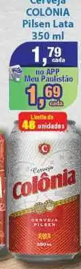 Paulistão Supermercados Cerveja Colónia Pilsen Lata 350ml oferta