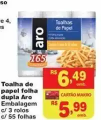 Toalha de papel aro c/3 rolos c/55 folhas