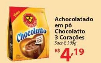 Nacional Achocolatado em po Chocolatto 3 Corações 300g oferta