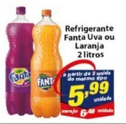Vencedor Atacadista Refrigerante Fanta Uva ou Laranja 2L oferta