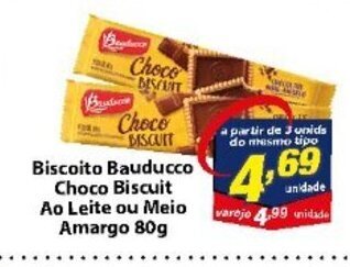 Biscoito Bauducco Choco Biscuit ao Leite ou Meio Amargo 80g